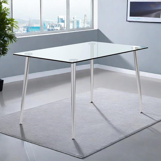 NicBex Mesa de comedor rectangular moderna y minimalista de cristal para 4 a 6...