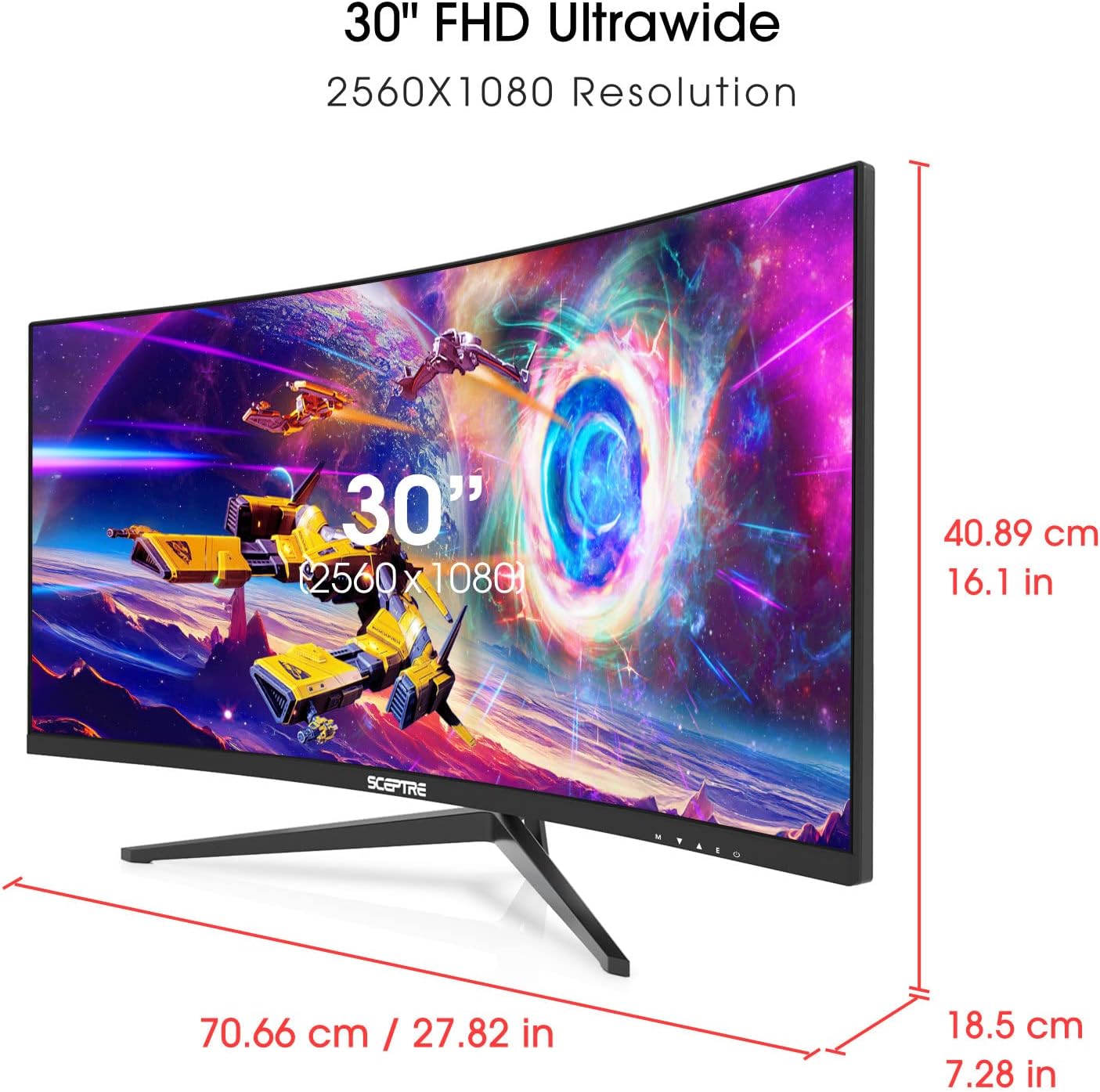 Sceptre - Monitor curvado de 30 pulgadas para videojuegos, 219, 2560 x 1080,...