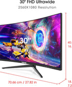 Sceptre - Monitor curvado de 30 pulgadas para videojuegos, 219, 2560 x 1080,...