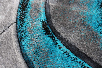 Rugs, Alfombra redonda tejida moderna color turquesa, tallada a mano (7 pies 8