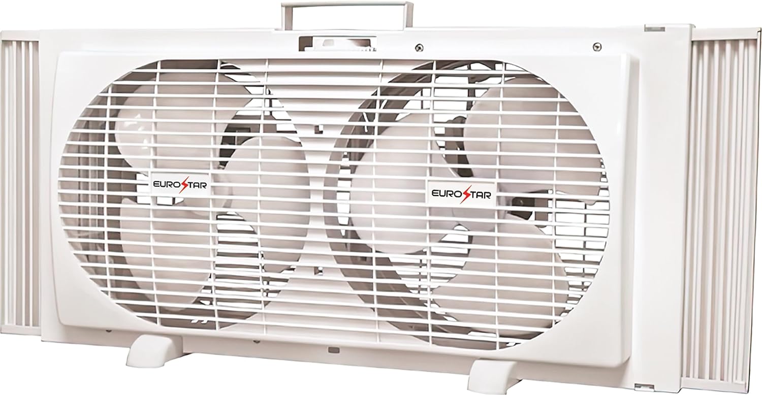 EUROSTAR Ventilador de ventana doble, blanco (33 pulgadas)
