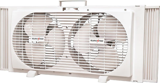 EUROSTAR Ventilador de ventana doble, blanco (33 pulgadas)