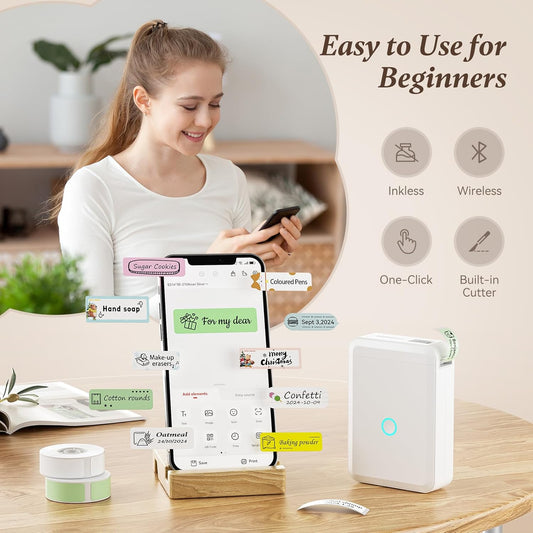 NIIMBOT Máquina etiquetadora D110 con cinta, impresora de etiquetas pequeñas,...
