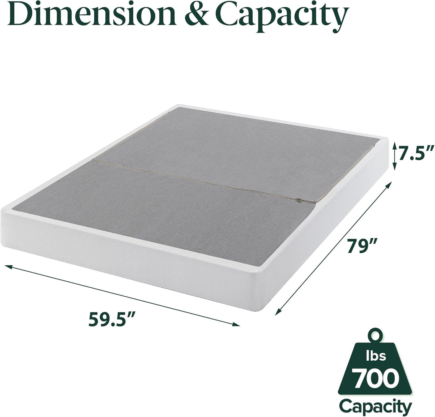 Somier base de colchón plegable Sleep Master BiFold, Acero, Blanco