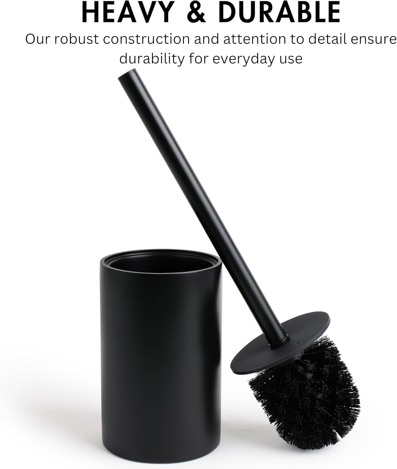 Cepillo de inodoro negro mate para baño con soporte, limpiador de baño con...