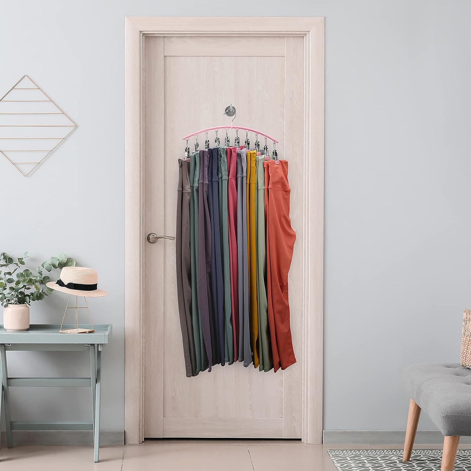 Organizador de leggings para armario, perchas de metal para pantalones de yoga,