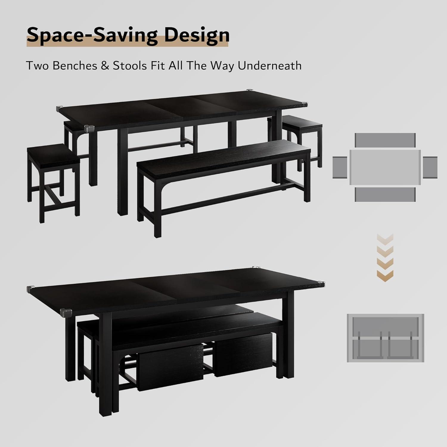 Juego de mesa de comedor de 5 piezas para 4-8 personas, juego de mesa de cocina