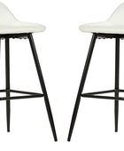 Cortesi Home Taburetes de lluvia en piel sintética blanca, base negra (juego de...