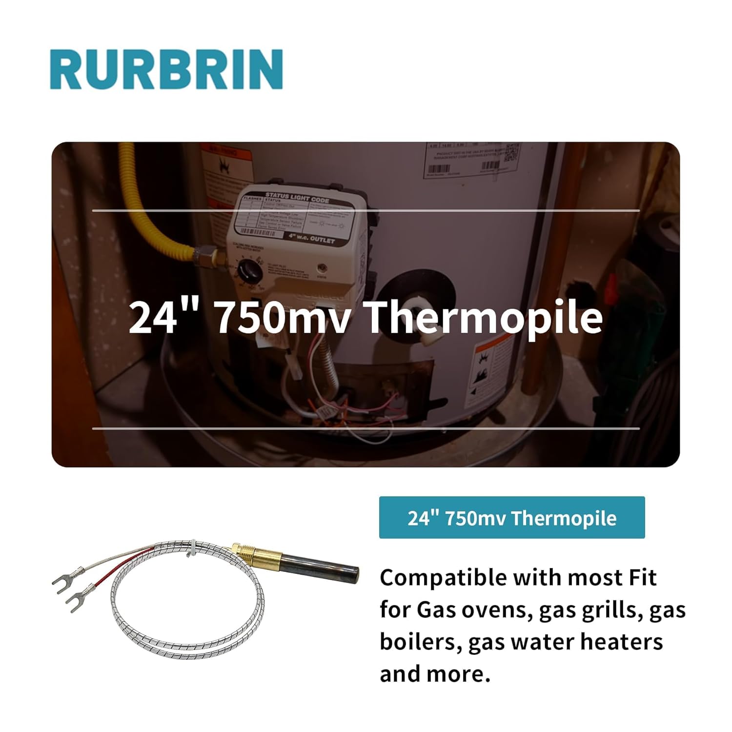 Generadores de termopila Q313A de 24 pulgadas y 750 mv aptos para calentador de...