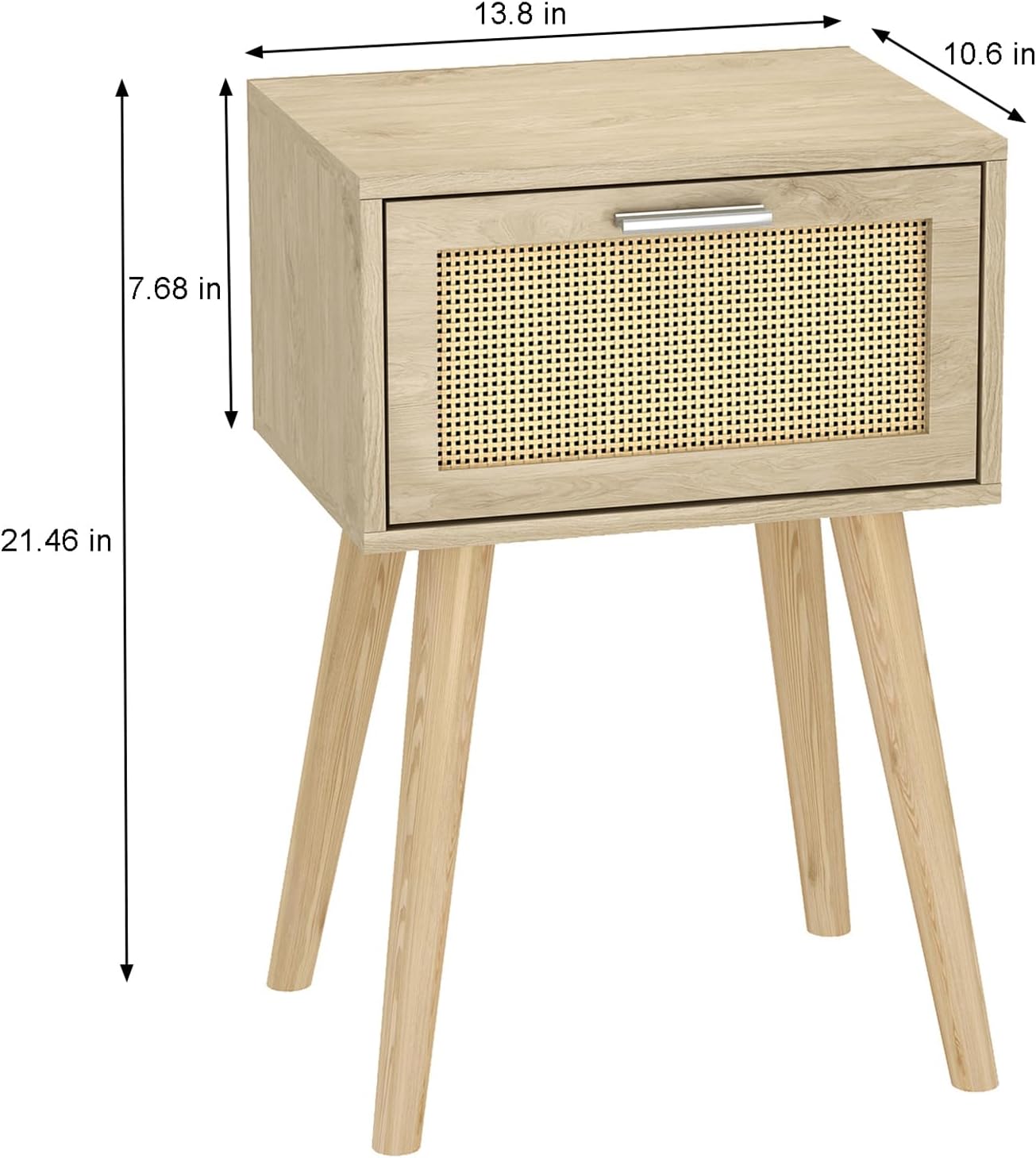 LAATOOREE Juego de 2 mesitas de noche, mesa auxiliar bohemia con pies de madera...