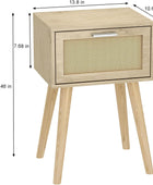 LAATOOREE Juego de 2 mesitas de noche, mesa auxiliar bohemia con pies de madera...