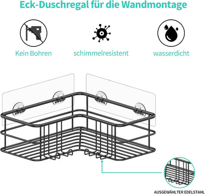 Menbyci Organizador de ducha negro esquinero para baño, accesorios...