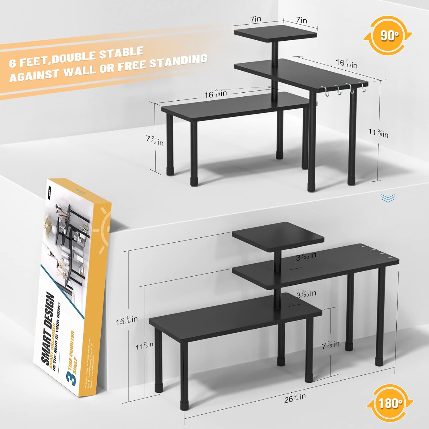 JayRex Organizador de baño, estante de baño, estante esquinero de 3 niveles,...