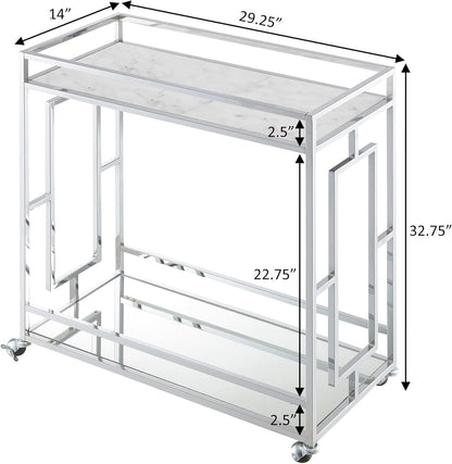 Convenience Town Square Carrito de bar con espejo de 29.25 pulgadas, moderno y