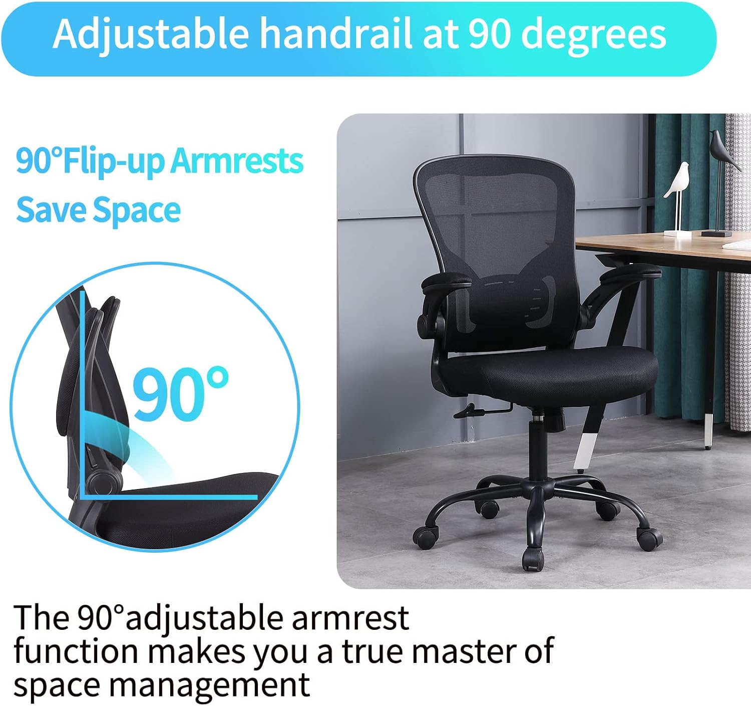 Flysky Silla ergonómica de escritorio de oficina, silla giratoria de malla...