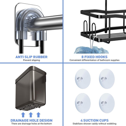 Organizador de baño colgante para ducha estantes de ducha inoxidables sobre el...