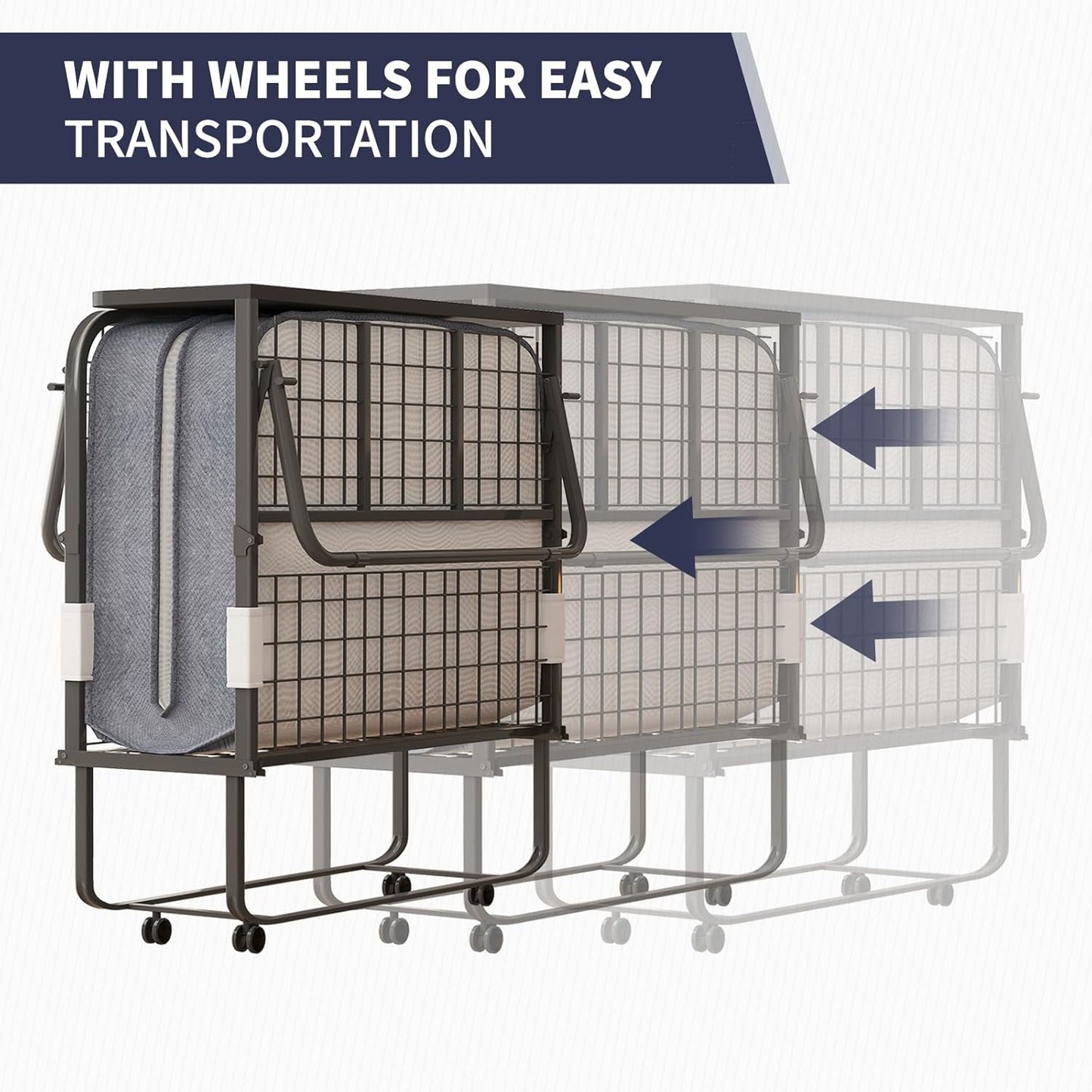 Cama plegable, cama plegable de 75 x 31 pulgadas con colchón de 5 pulgadas de