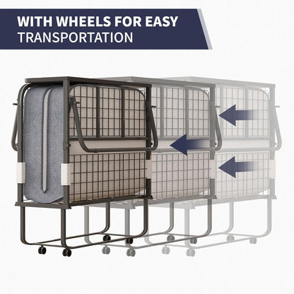 Cama plegable, cama plegable de 75 x 31 pulgadas con colchón de 5 pulgadas de