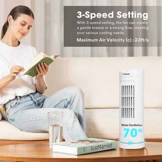 VIVOSUN Ventilador de torre de 13 pulgadas, ventilador de escritorio sin aspas...