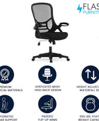 Flash Furniture Porter - Silla de oficina giratoria ergonómica de malla negra...