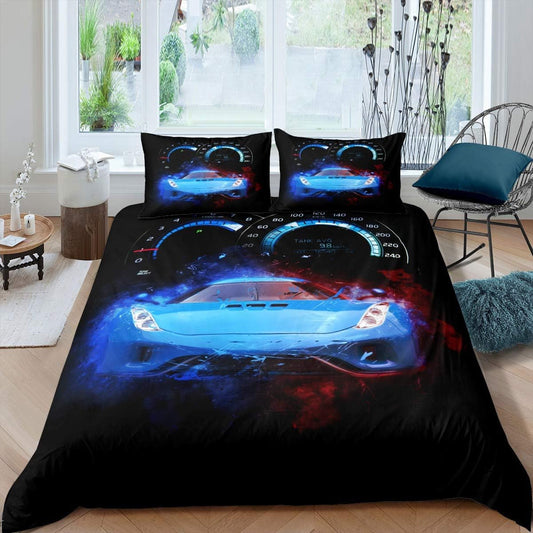 Juego de ropa de cama de automóvil de carreras para niños para dormitorio de...