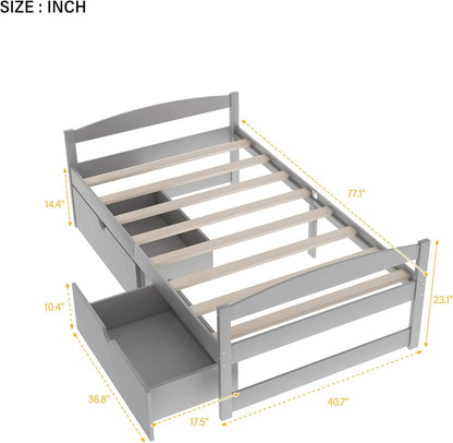 Sofá cama individual con cajones de almacenamiento, base de colchón, soporte de