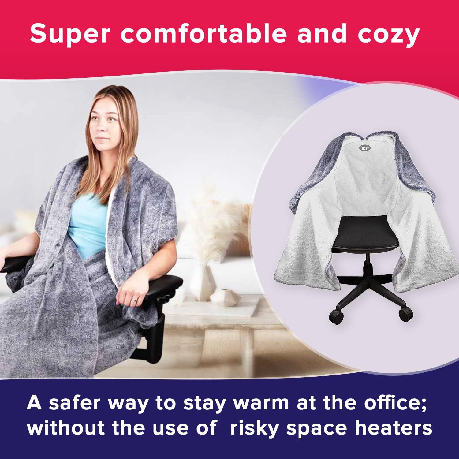 La manta original para silla de oficina de SnuggleBack acogedora y cómoda funda...