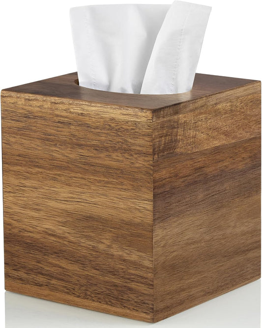 ALELION Caja de pañuelos cuadrada  Soporte para caja de pañuelos de madera de...