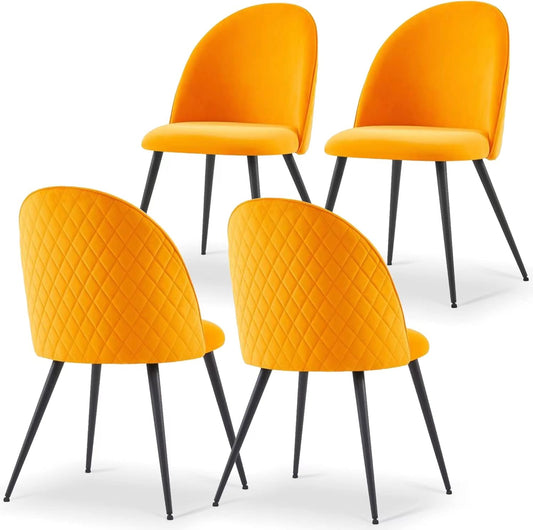 NORDICANA Accent - Juego de 4 sillas de comedor de terciopelo, cómodas,...
