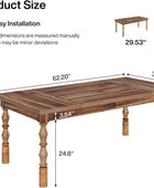 Mesa de comedor de madera de 62 pulgadas para 4-6 personas, mesa de cocina