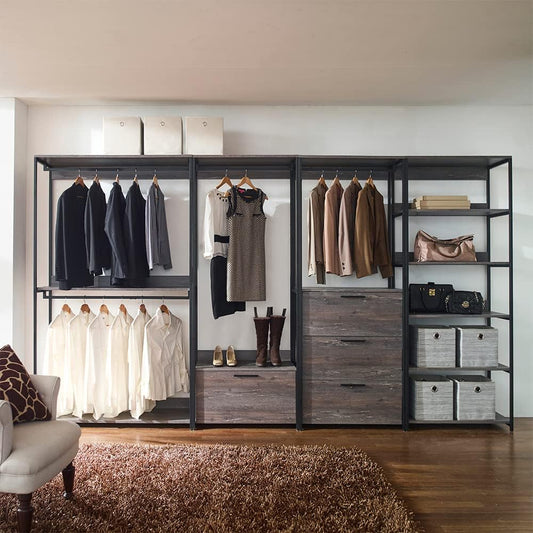 Armario de madera y metal con un cajón, para sala de estar, dormitorio, gris