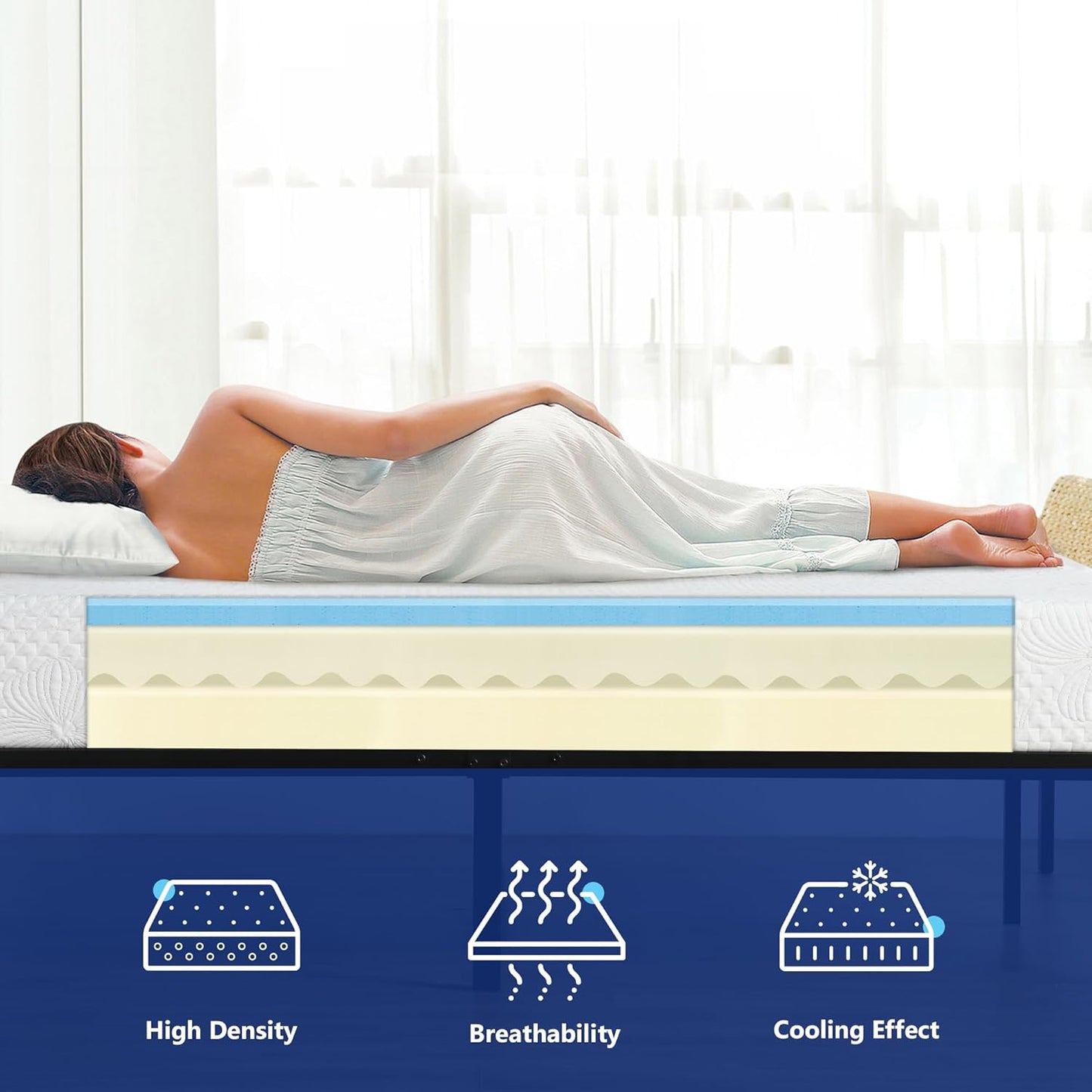Colchón transpirable con múltiples capas de espuma viscoelástica Olee Sleep