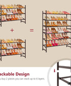 Tajsoon 3 Tier Expandable Shoe Rack for Closet, 28-41Adjustable & Stackable...