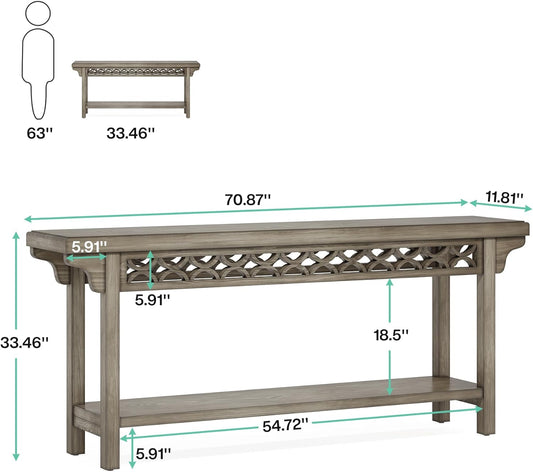 Tribesigns Mesa consola larga de madera maciza de 70.8 pulgadas, mesa de...
