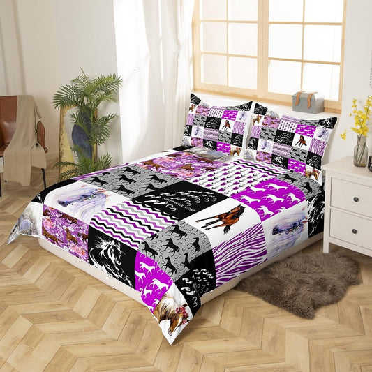 Juego de funda de edredón de caballo, tamaño King, vaquera occidental de...