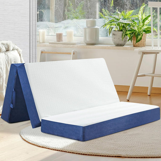 Folding Mattress Full Size,4 inch Memory Foam Tri Fold Mattress,Portable