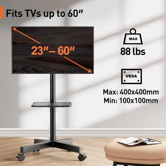 Perlegear Soporte de TV rodante para pantalla plana LED de 23 a 60...