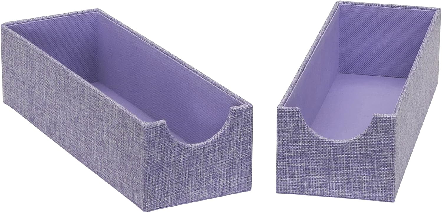 Cajas organizadoras de cajones profundos estrechos morados para almacenamiento