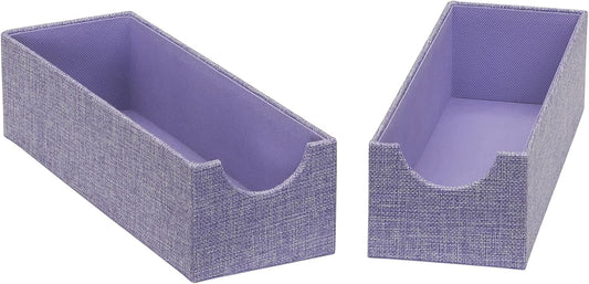 Cajas organizadoras de cajones profundos estrechos morados para almacenamiento
