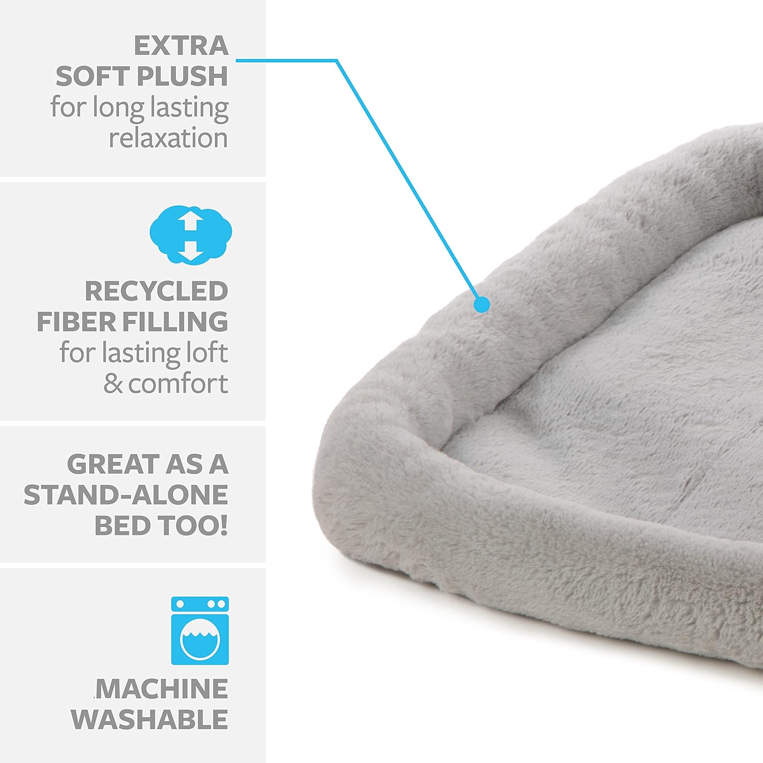 TrustyPup Cama acolchada para perro, ideal para jaulas, color gris, grande