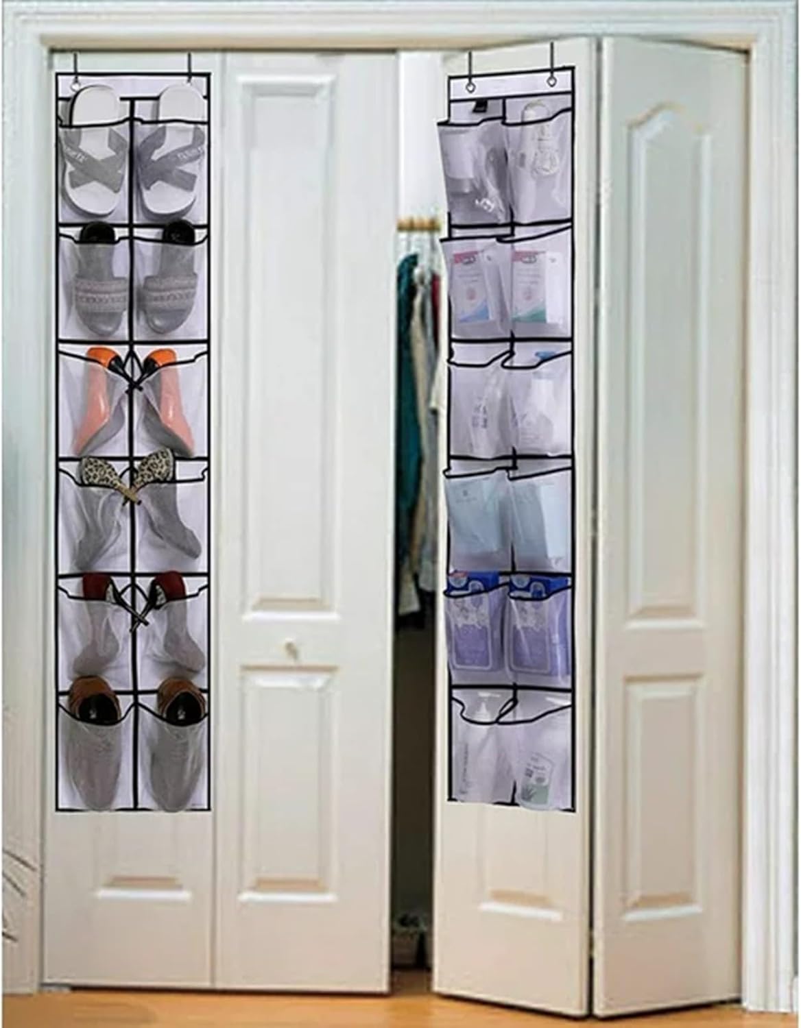 2 Pack Door Hanging Shoe Organizer, 12 Mesh Pockets,Space Saver for Closet Shoe