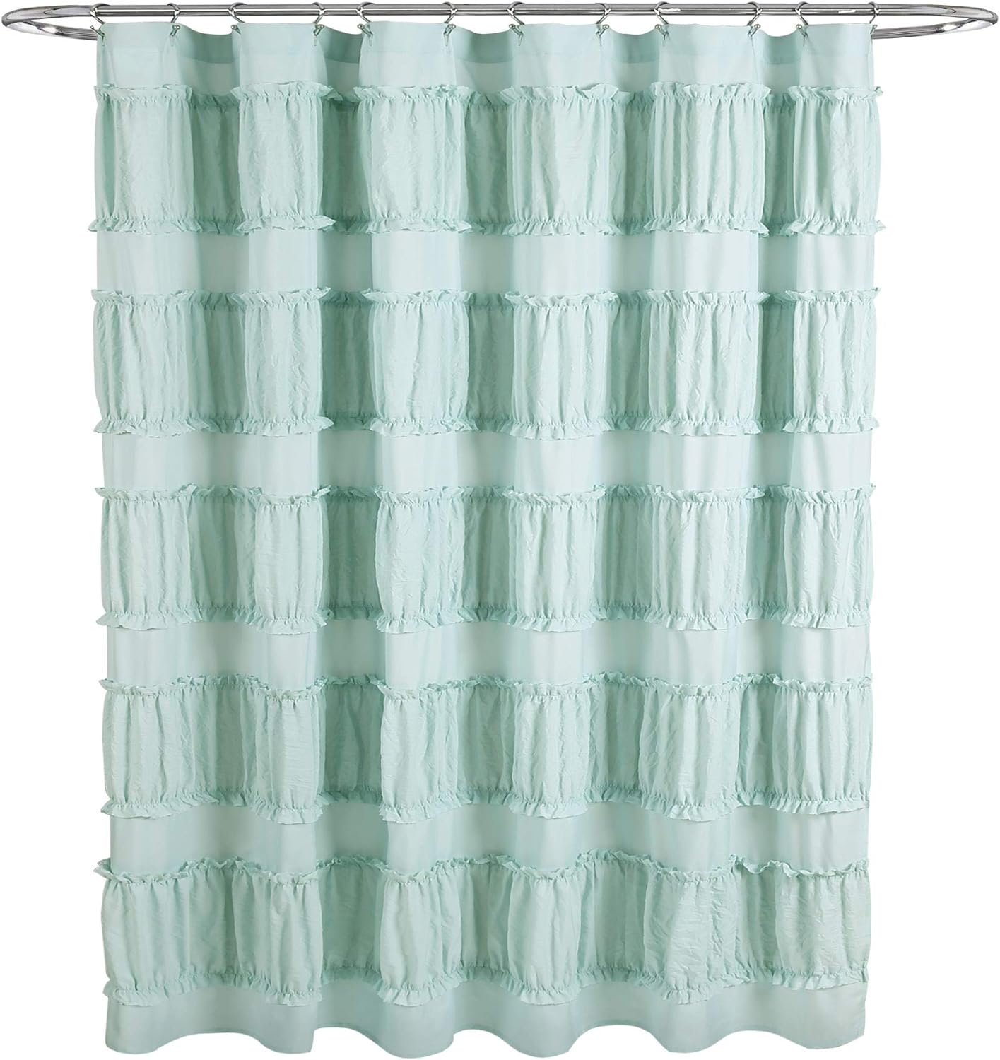 Lush Decor, Cortina de ducha con volantes Nova azul de 72 x 72 pulgadas