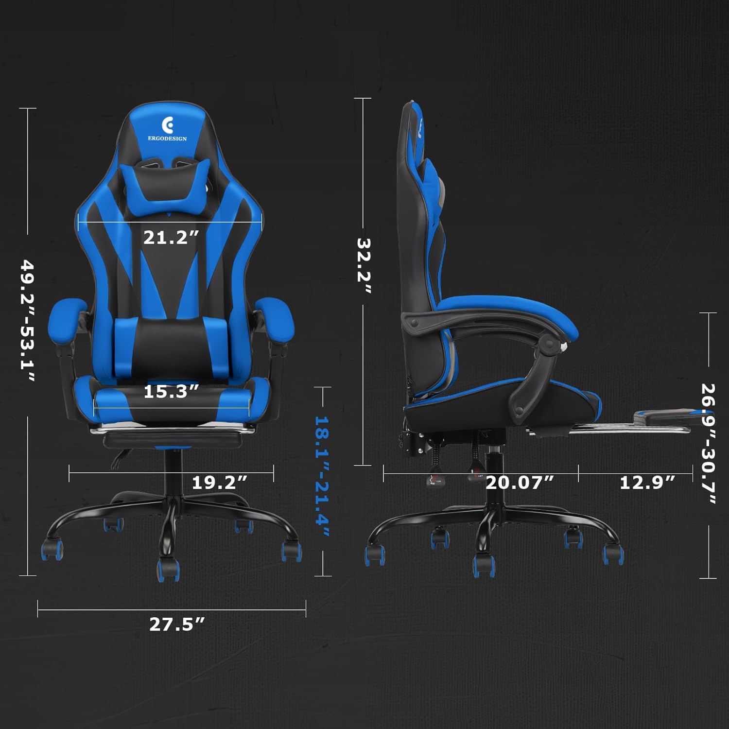 Silla de juegos con reposabrazos y reposapiés Linkage, silla de videojuegos de...