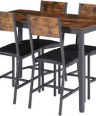 Juego de mesa de comedor para 4, mesa de comedor industrial de madera de metal