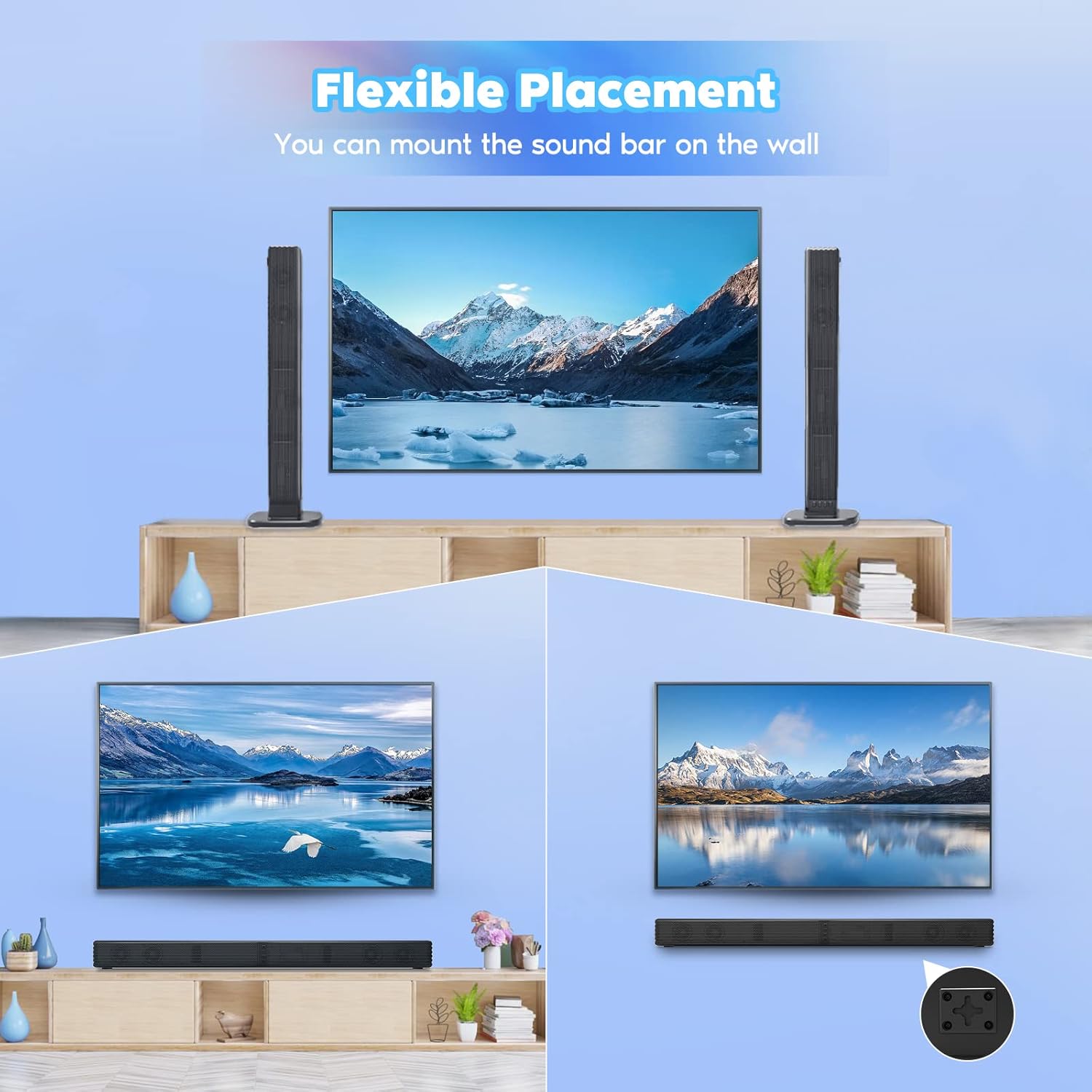 Barra de sonido, altavoces de graves para Smart TV con subwoofer dual sistema...