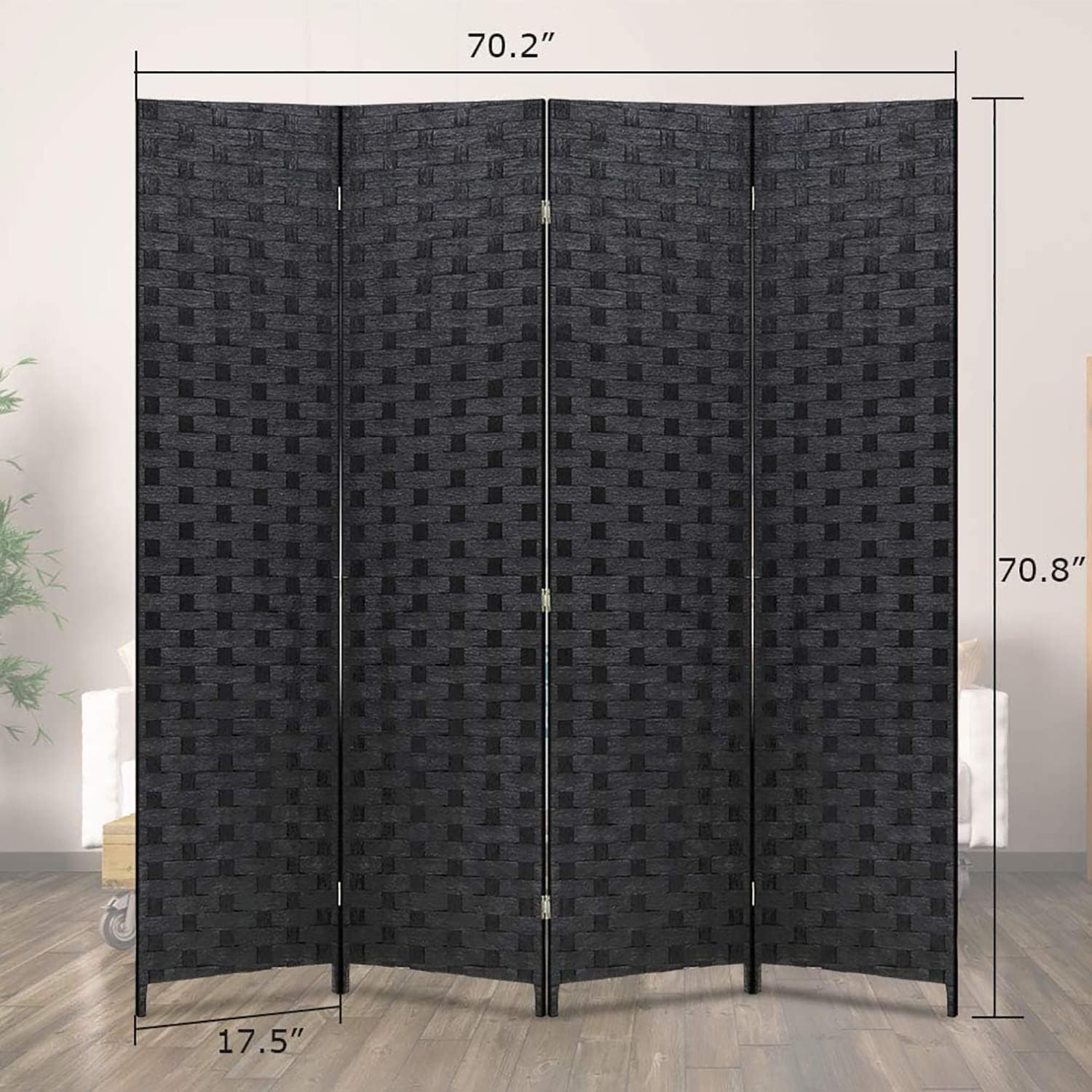 Divisor de ambientes de 6 pies, pantalla plegable de 4 paneles, separadores de...