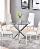 Mesa de comedor con sillas, mesa de comedor de cristal templado moderna y