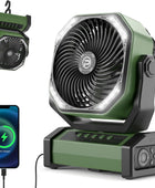 PANERGY Ventilador de camping portátil con linterna LED, ventilador USB...