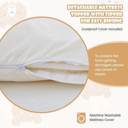 Colchón japonés de futón, colchón enrollable de tatami con funda lavable y