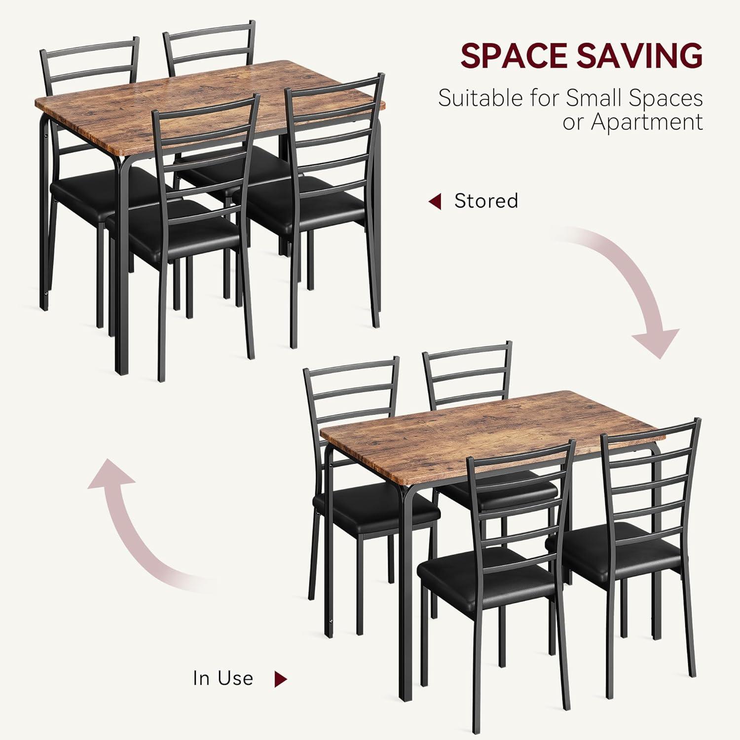 Juego de mesa de comedor para 4, mesa de cocina y sillas para 4, juego de mesa